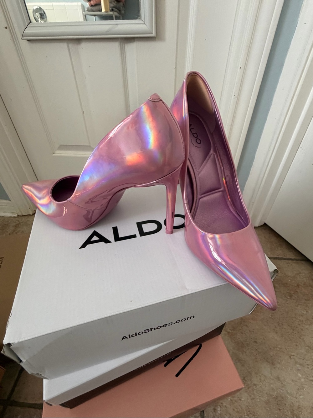 ALDO Iridescent Pink Pointed-Toe Stiletto Heels
